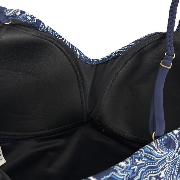 Lands' End Women's Tummy Control Navy Paisley Swimsuit size 10 - Picture 6 of 7